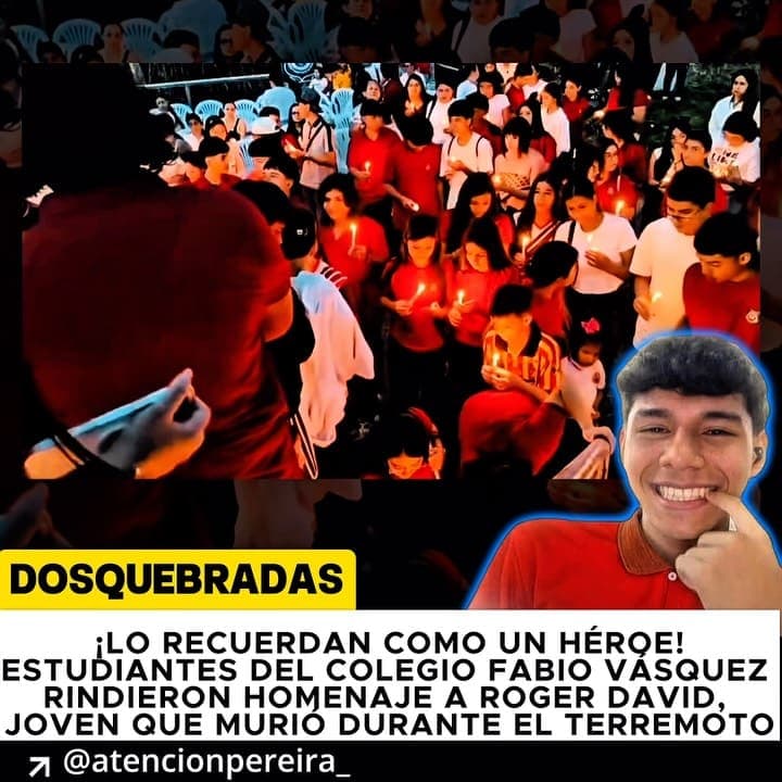 ¡LO RECUERDAN COMO UN HÉROE! 🕯️❤️🏙️ ESTUDIANTES DEL COLEGIO FABIO VÁSQUEZ RINDIERON HOMENAJE A ROGER DAVID, JOVEN QUE