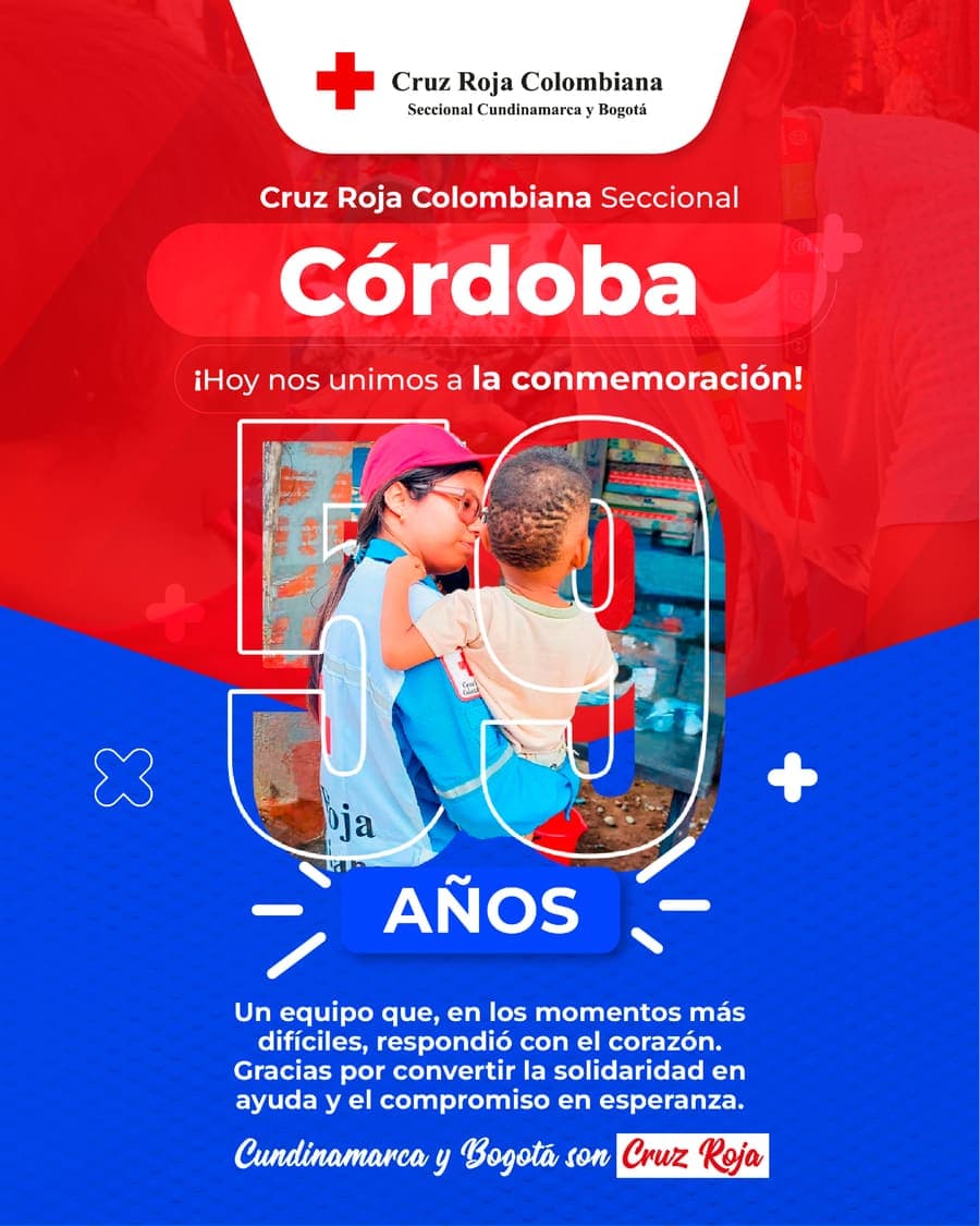 Hoy celebramos el aniversario de la Cruz Roja Colombiana Seccional Córdoba, es una historia construida con servicio, ent